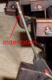 Indentation on connecting rod wire